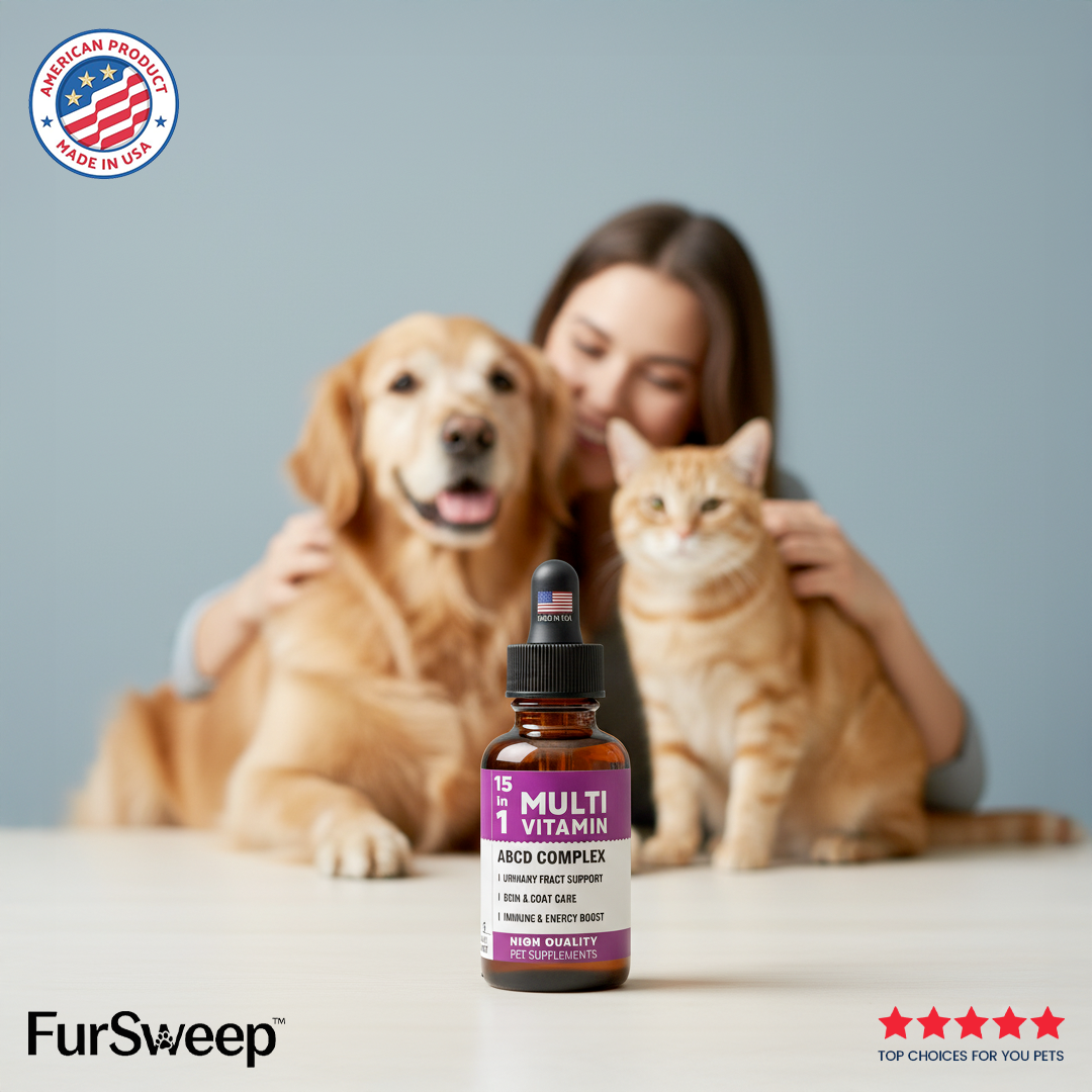 15-in-1 Liquid Multivitamin for Dogs & Cats – Skin, Coat, Joints, Immunity & Urinary Support