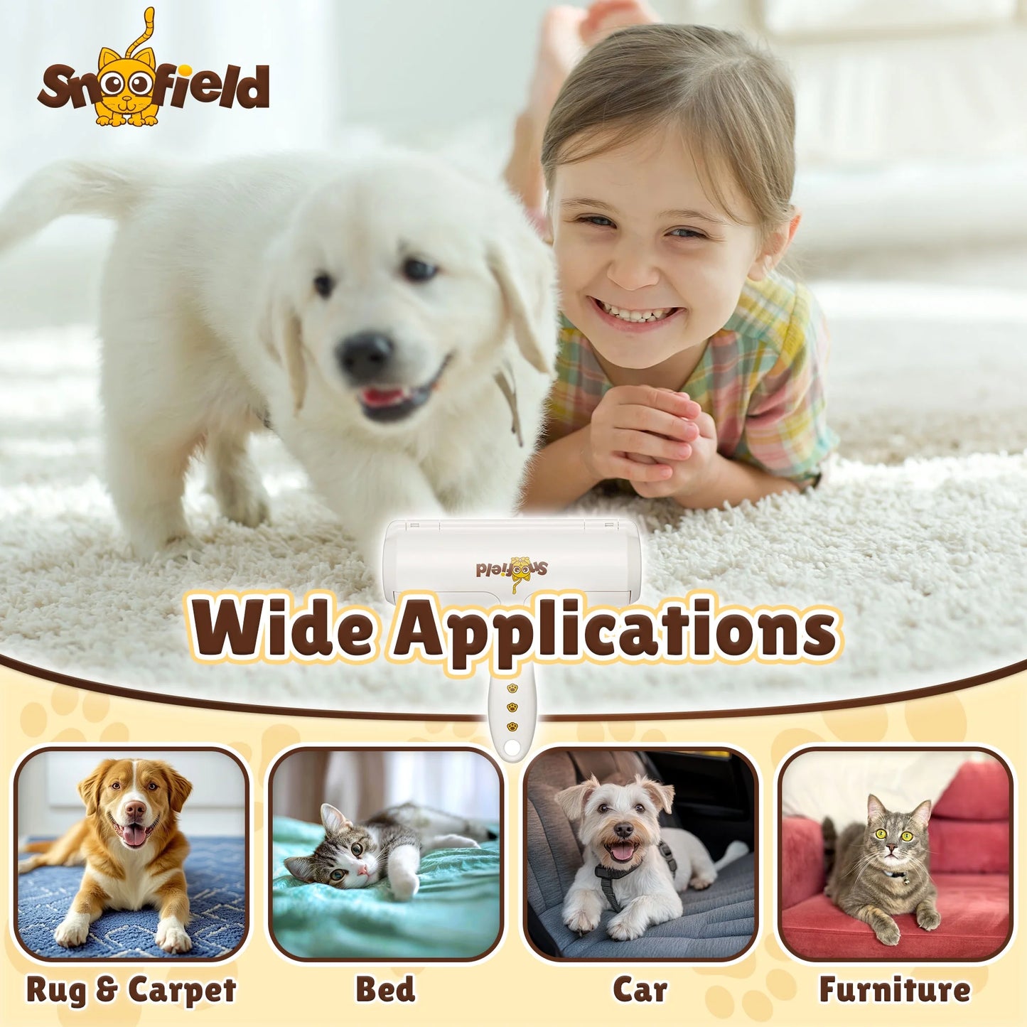 Pet Hair Remover Brush, Reusable Lint Roller, Dog & Cat Fur Removal Tool