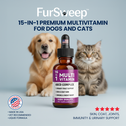 15-in-1 Liquid Multivitamin for Dogs & Cats – Skin, Coat, Joints, Immunity & Urinary Support