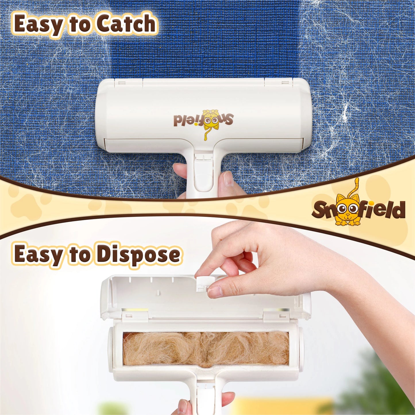 Pet Hair Remover Brush, Reusable Lint Roller, Dog & Cat Fur Removal Tool