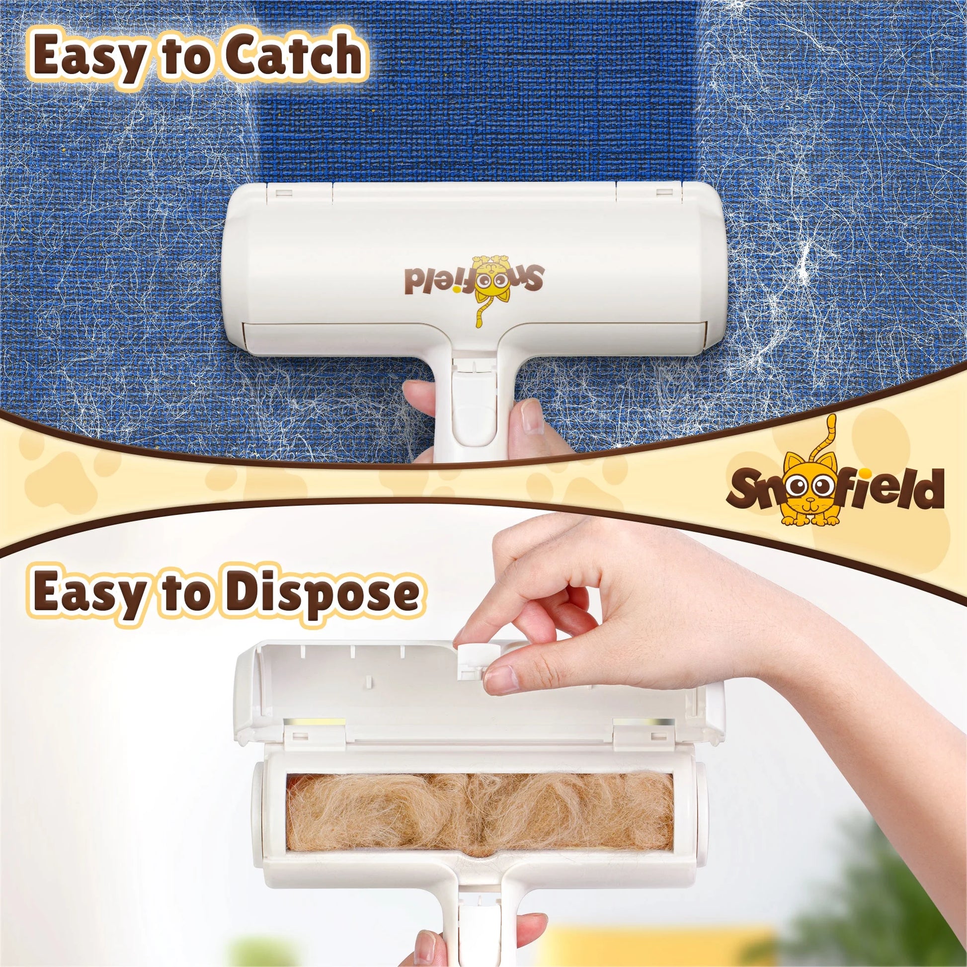 Pet Hair Remover Brush, Reusable Lint Roller, Dog & Cat Fur Removal Tool